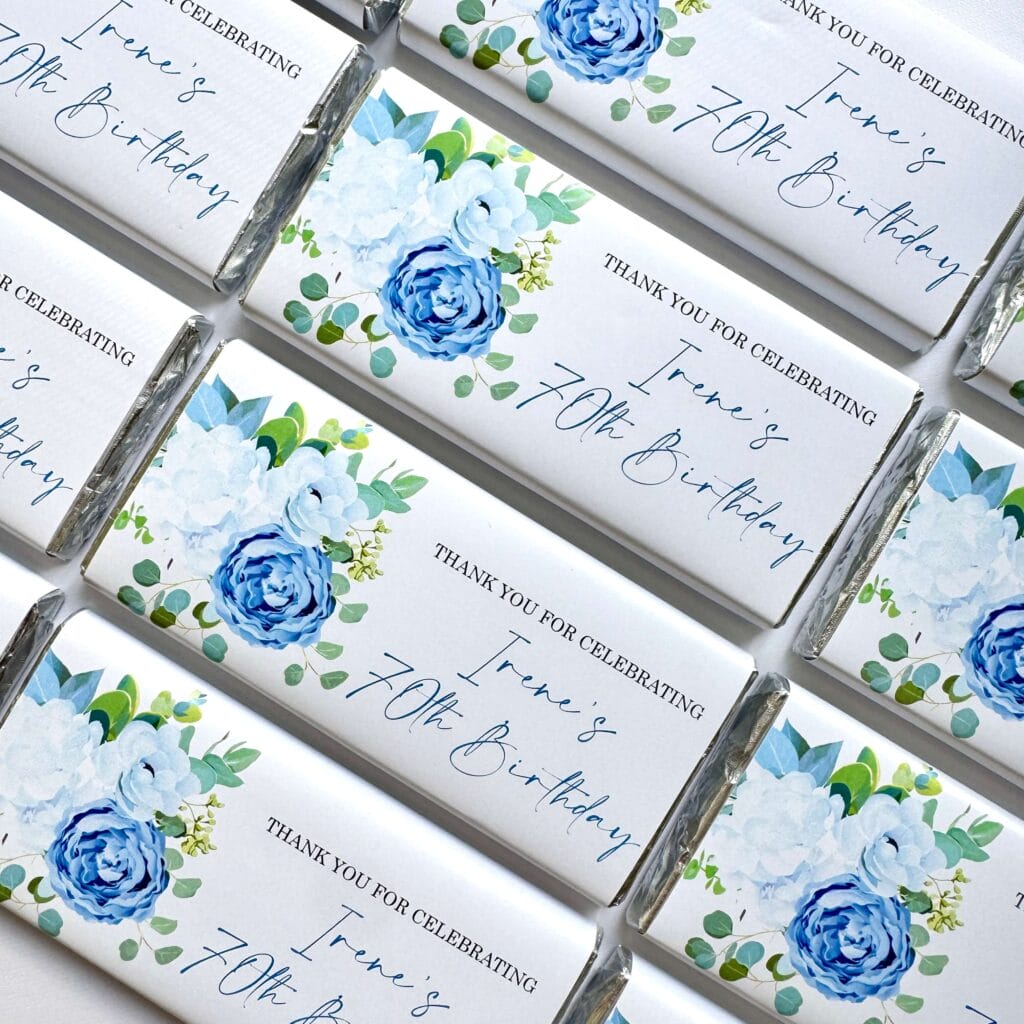 blue florals watercolour chocolate bars