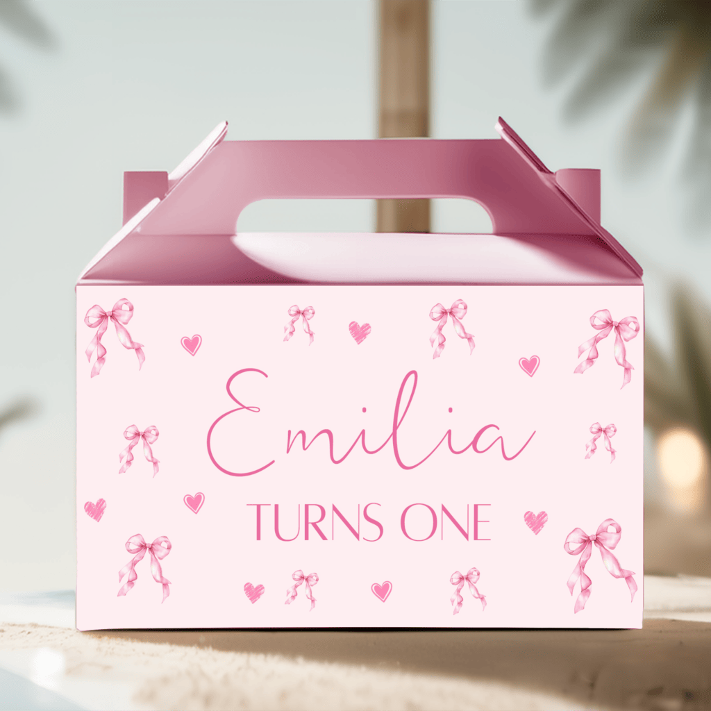 pink bows and hearts party box
