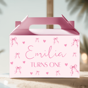 pink bows and hearts party box