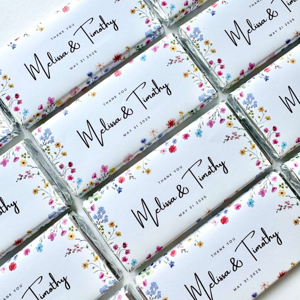 Colourful Wildflowers Custom Chocolate Bar Favours