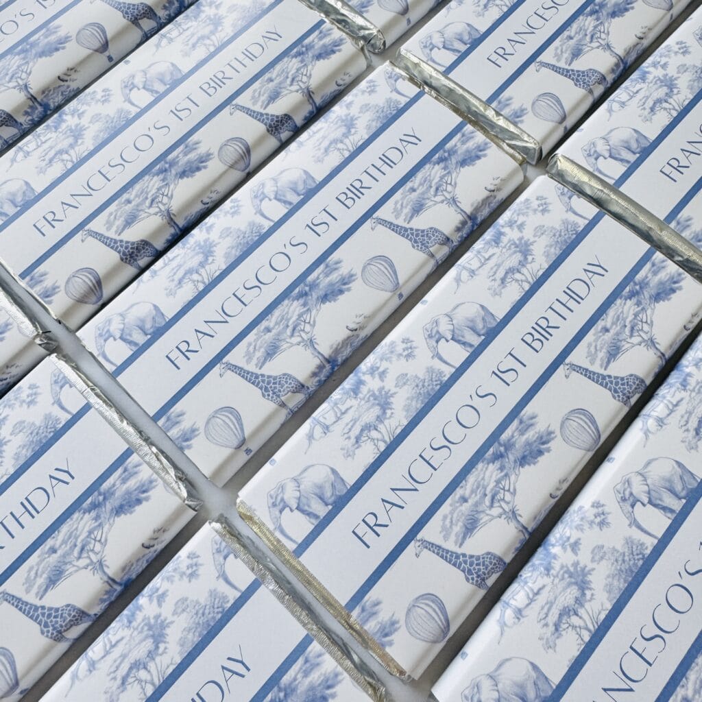 Luxury Safari Toile Personalised Chocolate Bar Favours