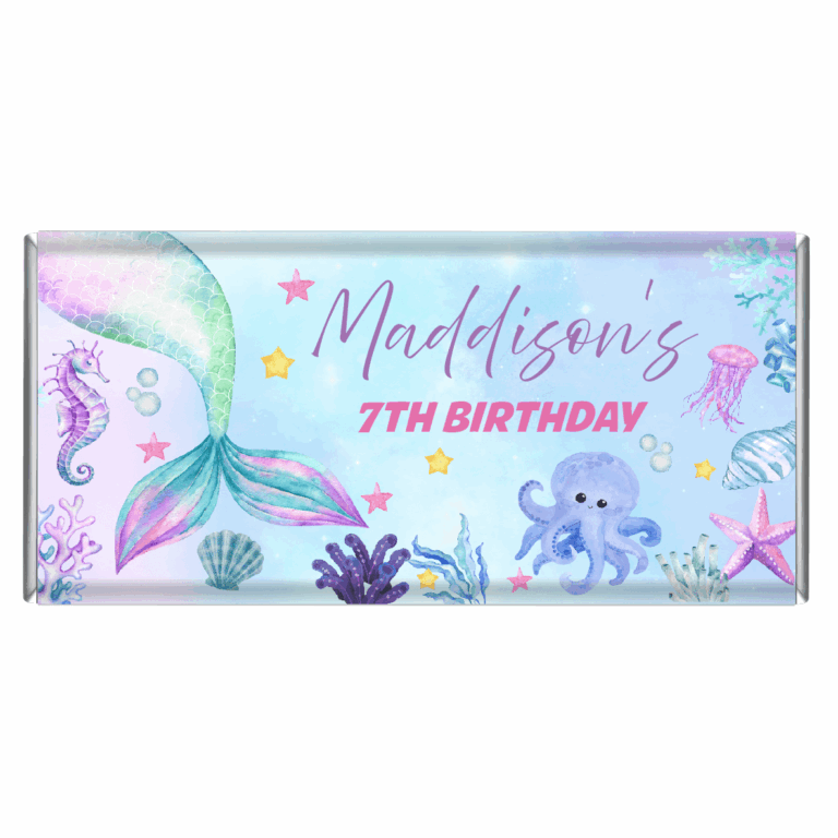 Mermaid Under The Sea Personalised Chocolate Bar Favours