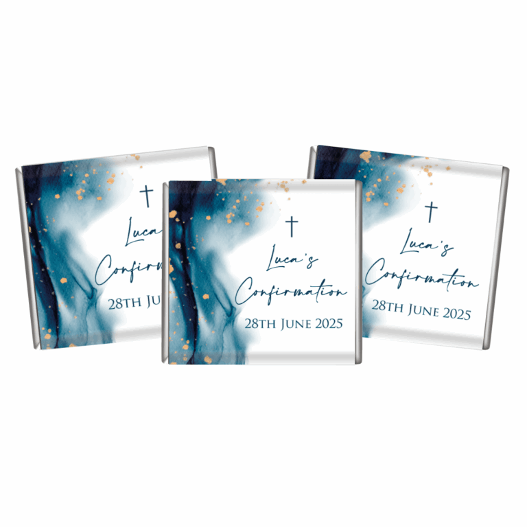 Navy & Gold Watercolour & Cross Custom Petite Chocolates