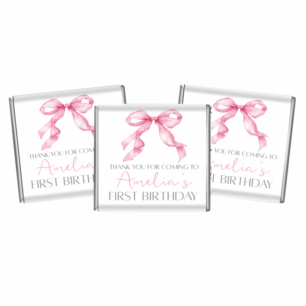 Pink Bow Theme Custom Petite Chocolate Favours