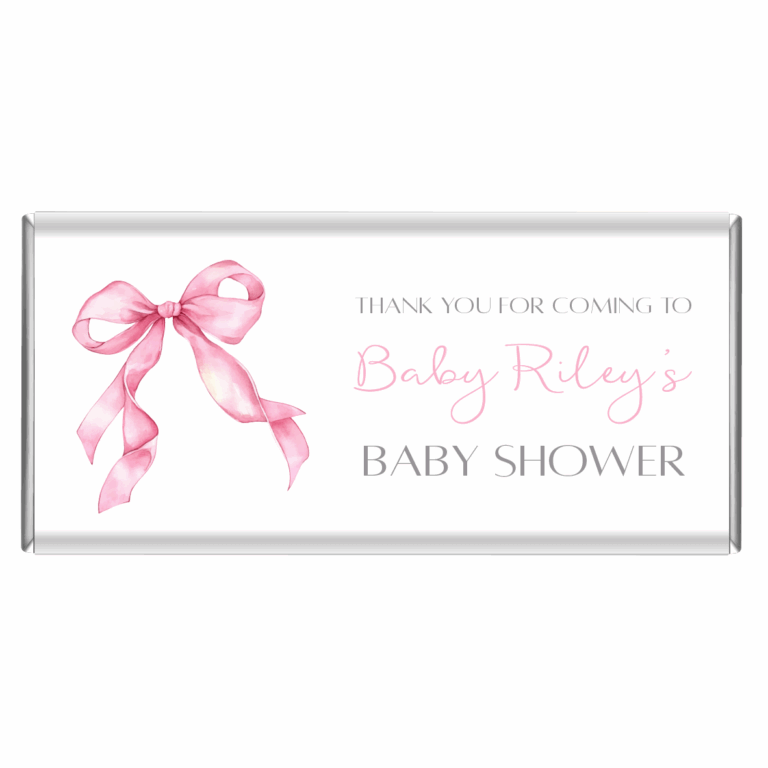 Pink Bow Personalised Chocolate Bar Favours