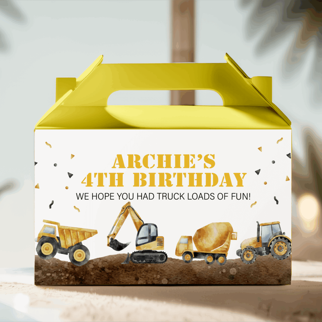build your own cute construction theme party lolly box packs yellow