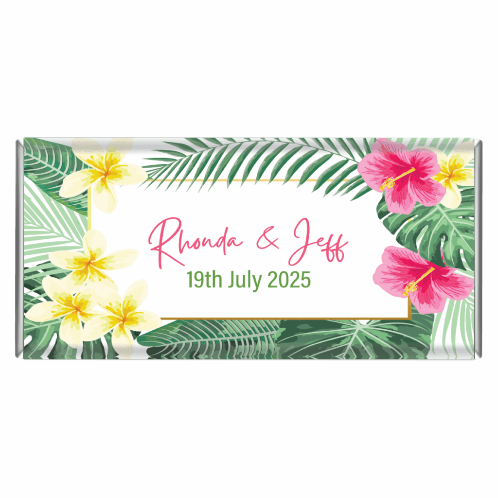 Tropical Hawaiian Custom Chocolate Bar Favours
